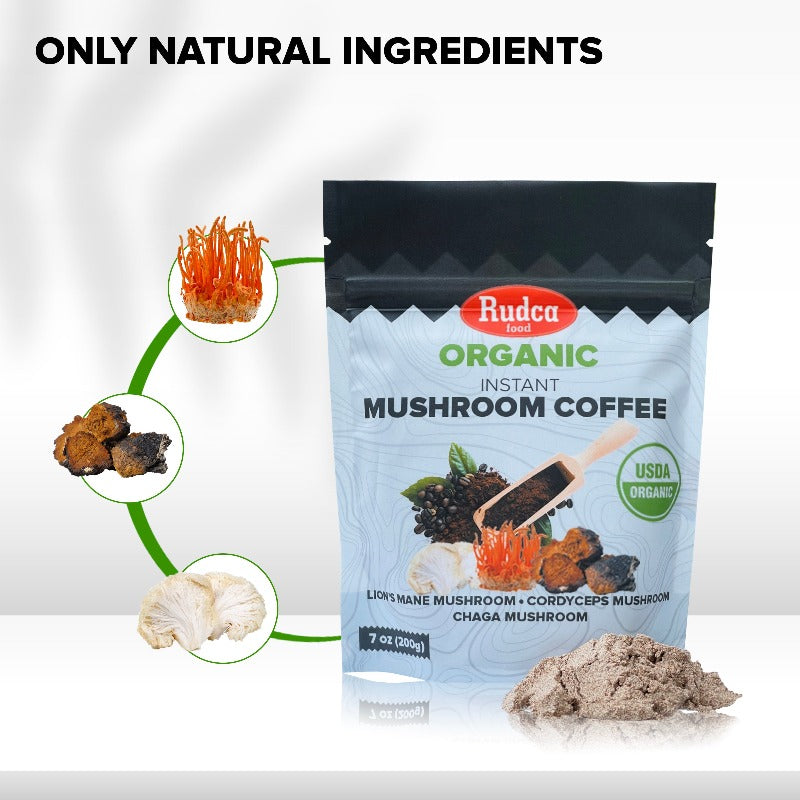 Organic Instant Mushroom Coffee 7oz by Rudca food