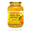 Haioreum Yuza Tea with Honey 2.2 lb jar featuring sliced yuza fruit in golden honey, ideal for herbal tea lovers seeking a Korean citrus infusion.