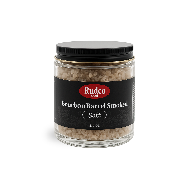 Bourbon Barrel Smoked Finishing Salt 3.5 oz by Rudca Food