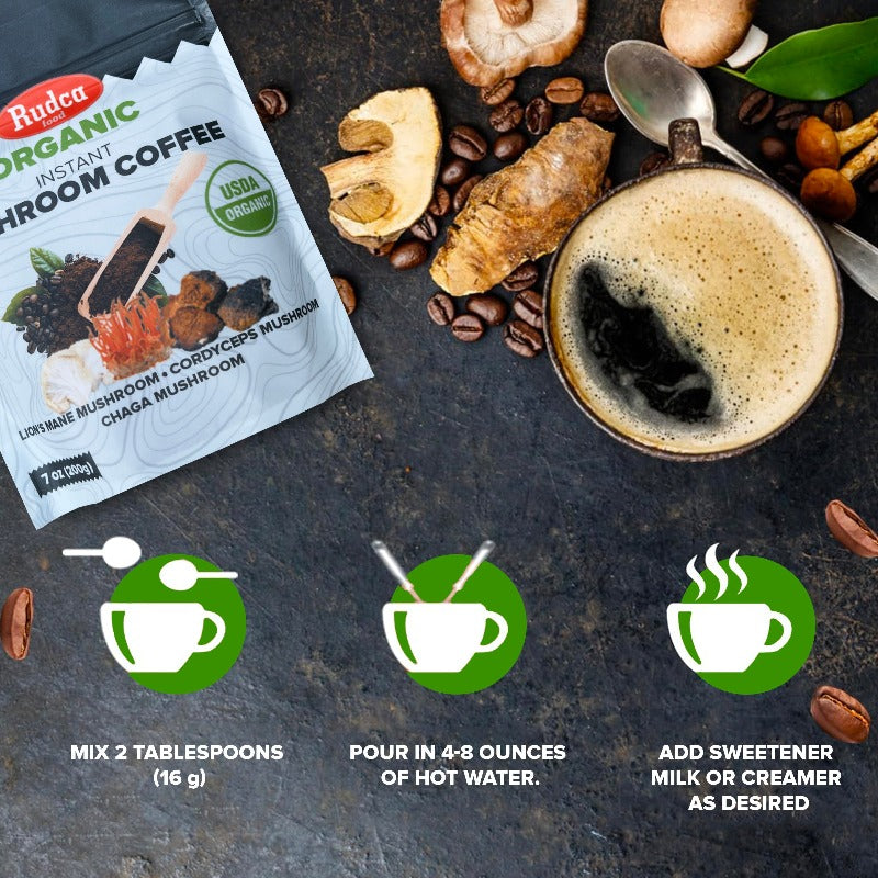 Organic Instant Mushroom Coffee 7oz by Rudca food