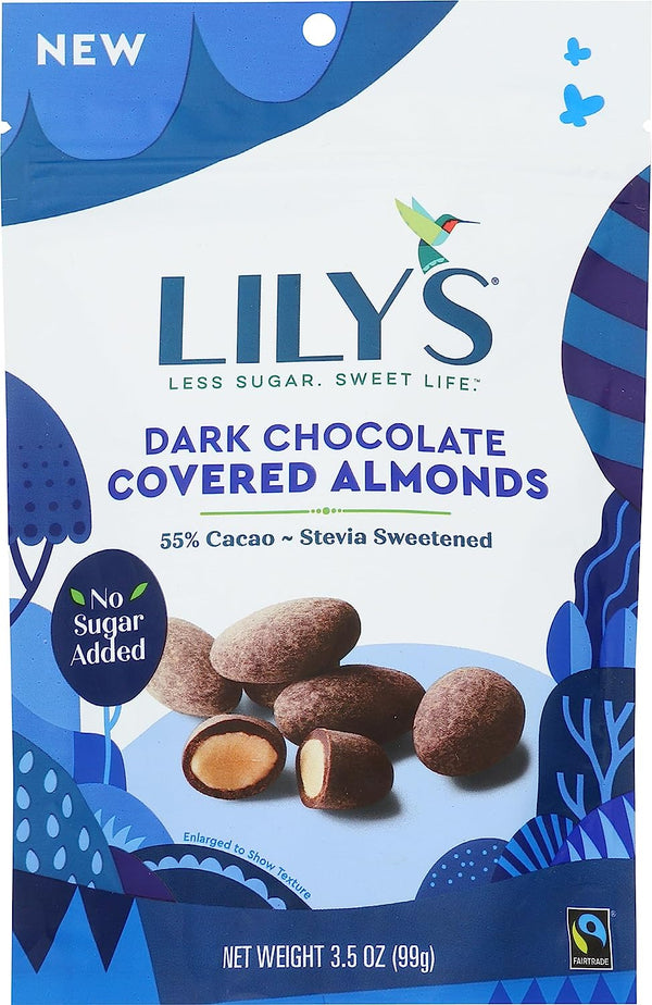 Lily's Sweets, mit dunkler Schokolade überzogene Mandeln, 3,5 oz 