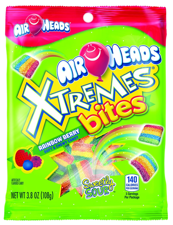 Air Heads Xtremes Bites Rainbow Berry 3.8 oz