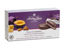 Anthon Berg Plum in Madeira Chocolate Covered Marzipan 220g box showing 8-piece Danish candy with plum, marzipan, and dark chocolate filling.