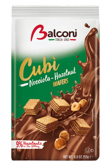 Balconi Hazelnut Wafer Cubes 250 g