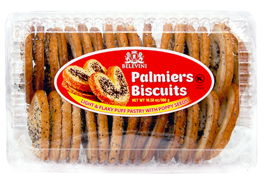 Belevini Palmiers Biscuits Light & Flaky with Poppy Seeds 350 g