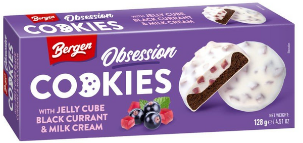 Bergen Obsession Cookies with Jelly Cube Black Currant & Milk Cream 128 g