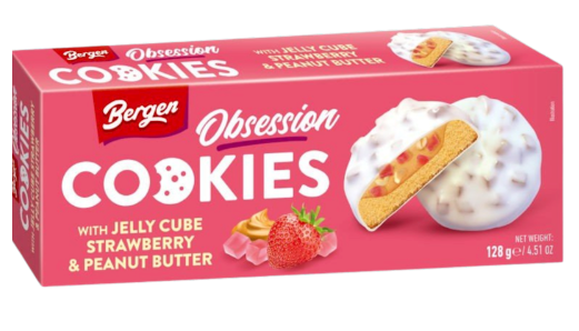 Bergen Obsession Cookies with Jelly Cube Strawberry & Peanut Butter 128 g