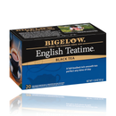 Bigelow English Teatime Black Tea 20 Tea Bags box featuring bold, full-bodied black tea. Ideal for any time of day, gluten-free and kosher.
