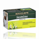 Bigelow Jasmine Green Tea 20 Tea Bags box with floral design and cup of tea, ideal for a soothing and aromatic beverage experience.