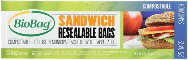 BioBag Resealable Sandwich Bags 25 Сount
