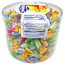 Bonart Sweeties Damla Tropical Fruit Chewy Candy 800 g in a clear plastic tub, showcasing colorful individually wrapped soft candies.
