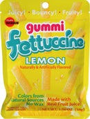 Bourbon Fettuccine Lemon Gummy Candy 1.76 oz in bright yellow packaging with sour sugar-coated strips, made with real fruit juice from Japan.