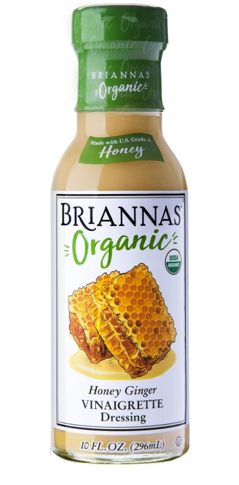 Briannas Organic Honey Ginger Vinaigrette Dressing 10 oz