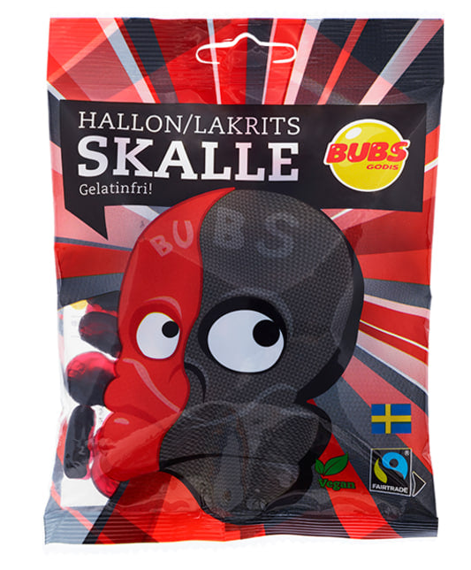 Bubs Godis Hallon Lakrits Raspberry Licorice Original 90 g