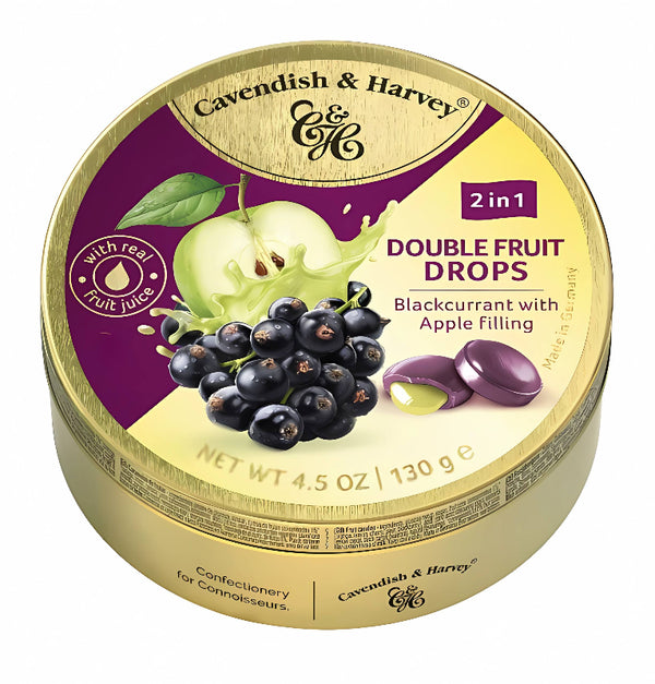 Cavendish & Harvey Blackcurrant with Apple Filling Double Fruit Drops 130g