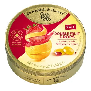 Cavendish & Harvey Lemon and Strawberry Filling Double Fruit Drops 130g