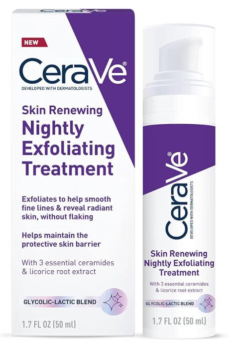 CeraVe Skin Renewing Nightly Exfoliating Treatment Glycolic Acid Face Serum 1.7 fl oz