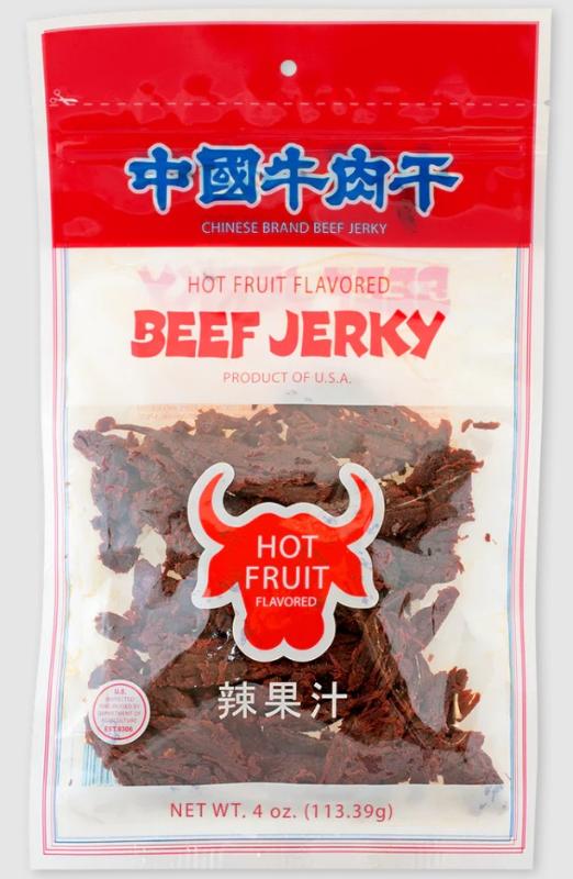 Chinese Brand Beef Jerky Hot Fruit Flavored 1.5 oz