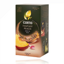 Curtis Fantasy Peach Green Tea 25 Tea Bags box with vibrant peach imagery and tea leaves, ideal for flavored green tea lovers.
