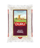 DURU Baldo Rice 2kg pack featuring premium Turkish grains, ideal for pilaf and Mediterranean dishes. High-quality rice from Gönen region.