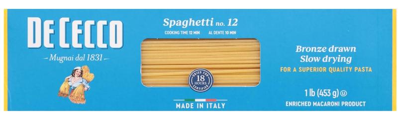 De Cecco Spaghetti No.12 Pasta 16 oz