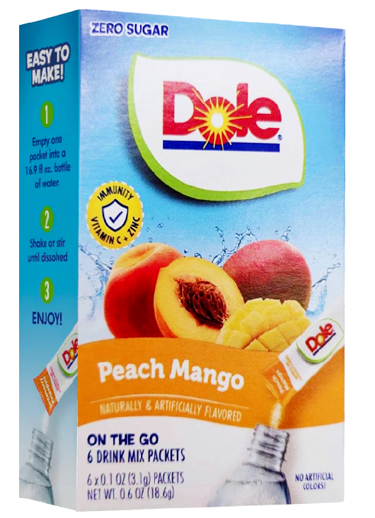 Dole Singles Drink Mix Peach Mango 6 Packets