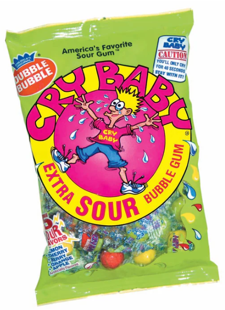 Dubble Bubble Cry Baby Extra Sour Bubble Gum 4 oz