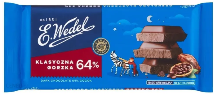 E. Wedel Classic Dark Chocolate 64% Cocoa 90g