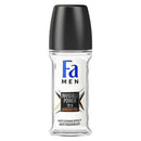 Fa Men Invisible Power Roll-On Deodorant 50ml with 72H sweat protection and anti-stains formula in a sleek transparent bottle. Ideal for long-lasting freshness.
