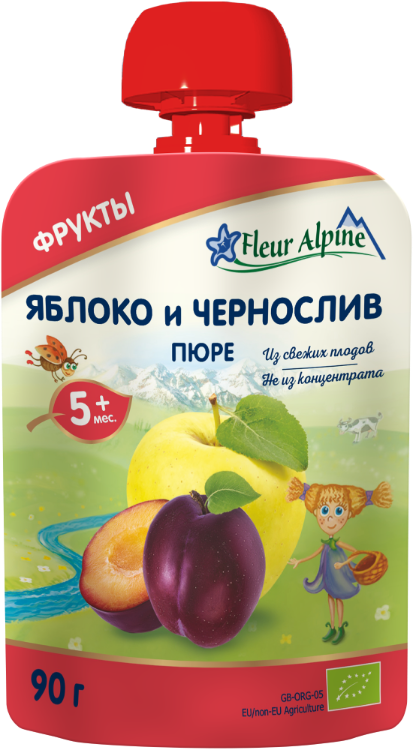 Fleur Alpine Baby Puree Fruit Apple And Prune Organic 90g