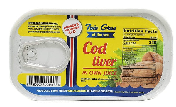 Foie Gras of the Sea Cod Liver In Own Juice 4.3 Oz