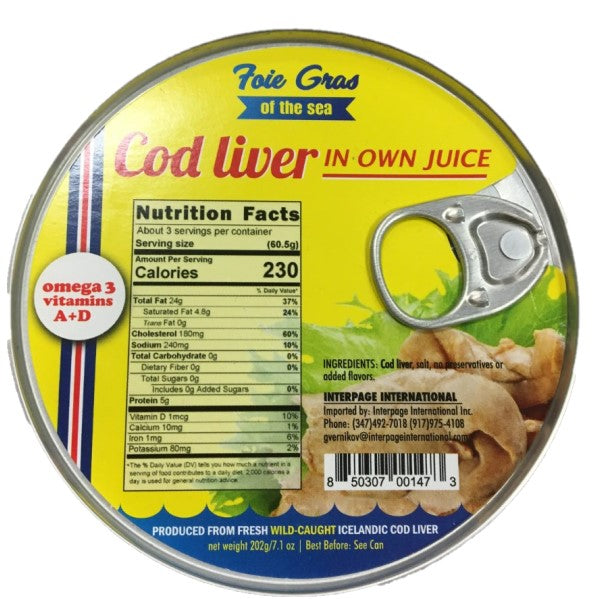 Foie Gras of the Sea Cod Liver In Own Juice 7.12 oz