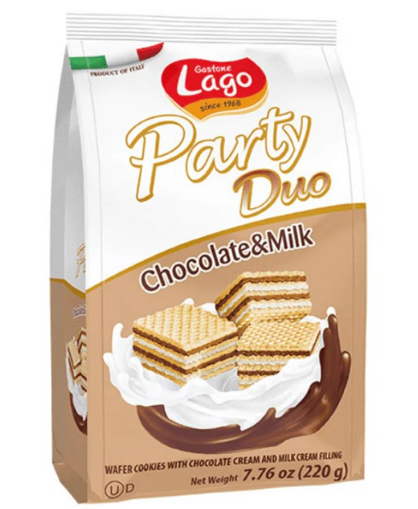 Gastone Lago Party Duo Chocolate and Milk Wafers 7.76 oz