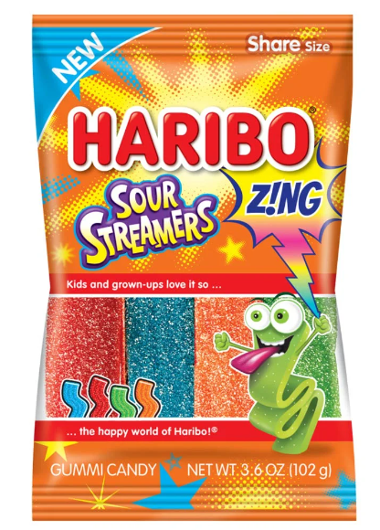 Haribo Z!NG Sour Streamers Gummy Candy 102 g