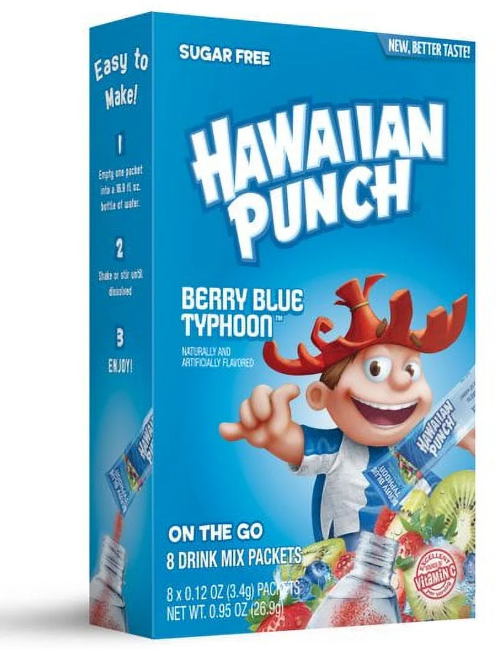 Hawaiian Punch Berry Blue Typhoon Powdered Drink Mix 8 Packets