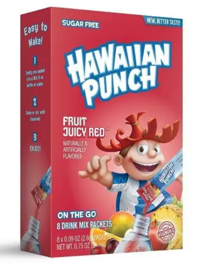 Hawaiian Punch Fruit Juicy Red Powdered Drink Mix 8 Packets