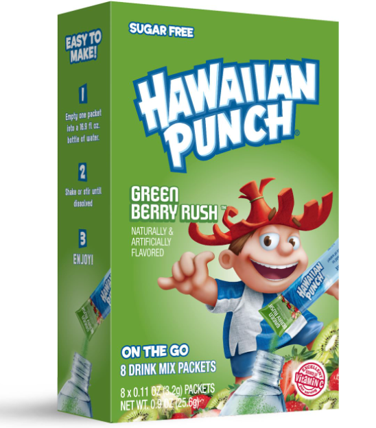 Hawaiian Punch Green Berry Rush Powdered Drink Mix 8 Packets