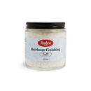 Heirloom Finishing Salt 3.5 oz by Rudca Food in a clear glass jar with black lid, showcasing coarse sea salt for gourmet seasoning.