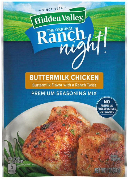 Hidden Valley Ranch Night Buttermilk Chicken Seasoning Mix 1 oz