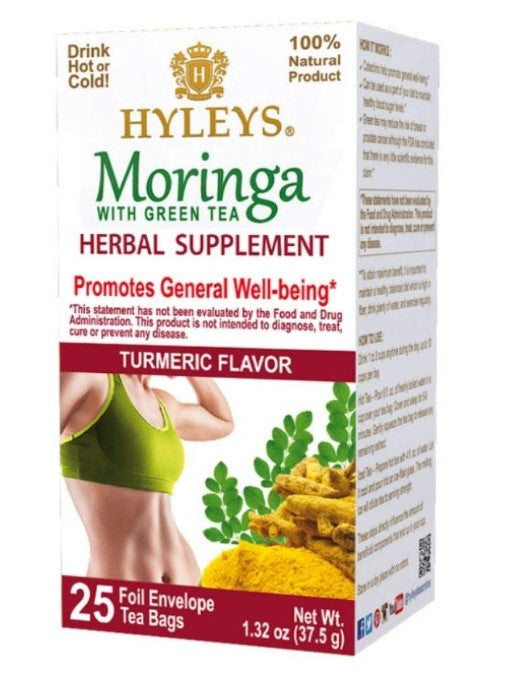 Hyleys Tea Moringa Oleifera With Turmeric Flavor 25 Tea Bags