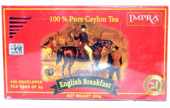 Impra Pure Ceylon Tea English Breakfast 100 Tea Bags