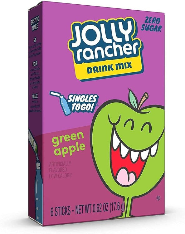 Jolly Rancher Green Apple Sugar Free Powdered Drink Mix 6 Packets