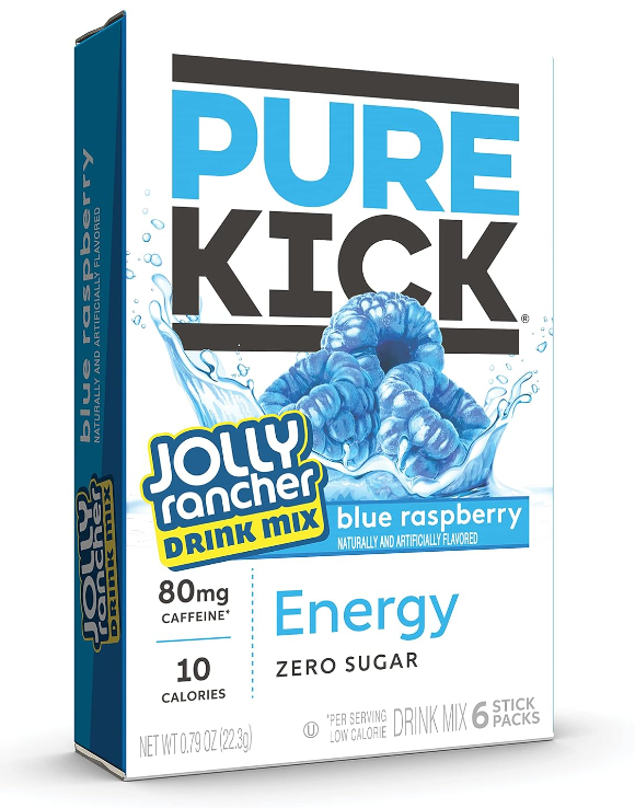 Pure Kick Blue Raspberry Energy Powdered Drink Mix 6 Packets