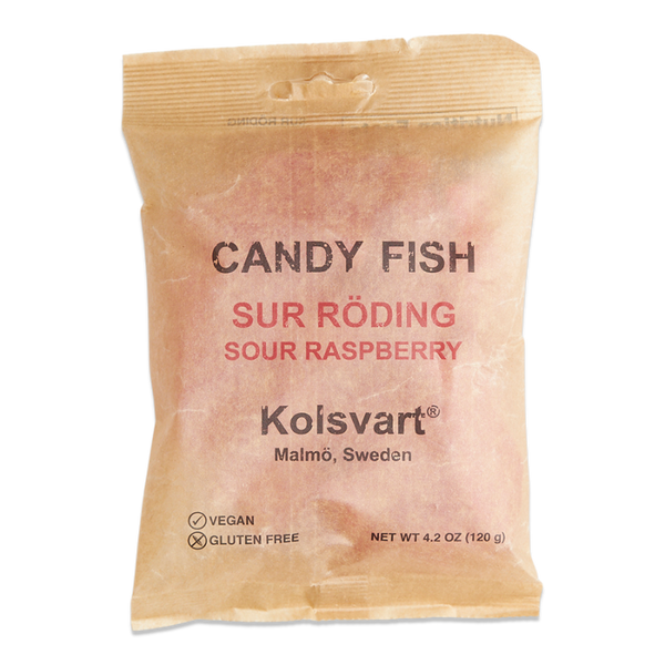 Kolsvart Sour Raspberry Candy Fish 4.2 oz