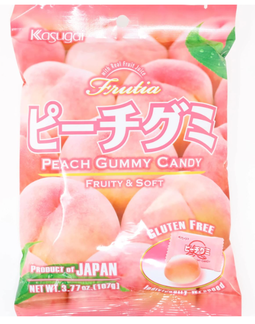 Kasugai Fruit Peach Gummy Candy 3.77 oz