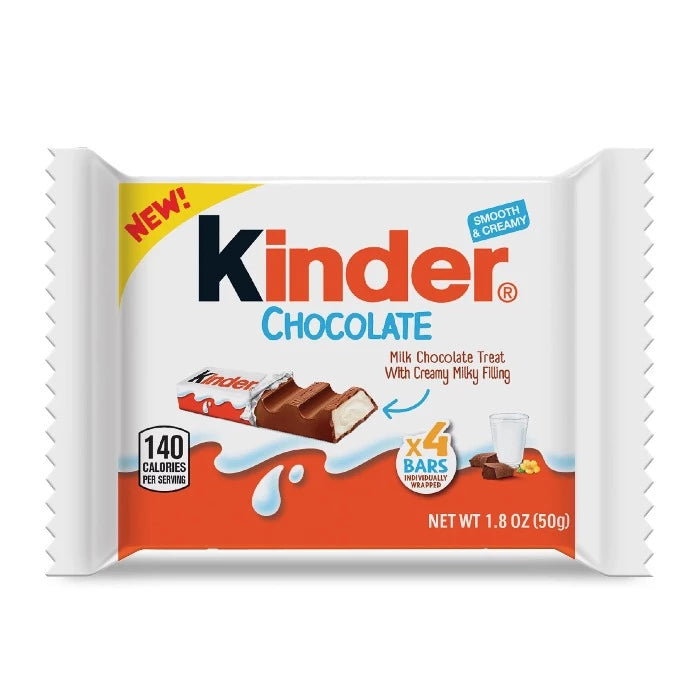 Kinder Chocolate with Creamy Milk Filling 4 Ct Pack 1.8 Oz