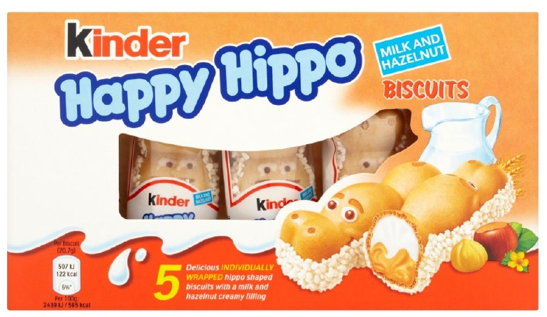 Kinder Happy Hippo Milk Chocolate and Hazelnut Biscuits 5 x 20.7g