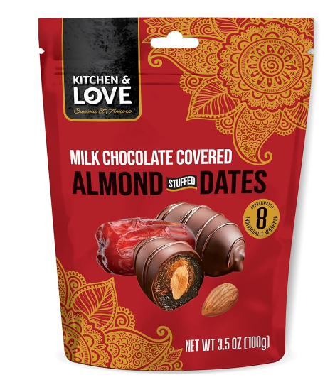 Kitchen & Love Milk Chocolate Covered Almond Stuffed Dates 3.5 oz