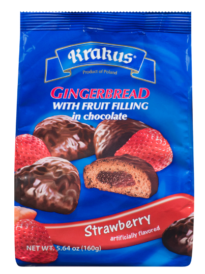 Krakus Gingerbread Strawberry Filling Covered in Chocolate 160 g