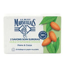 Le Petit Marseillais French Surgras with Almond Oil Soap 2x100g bar soap pack for hands and body, enriched with 98% natural ingredients.